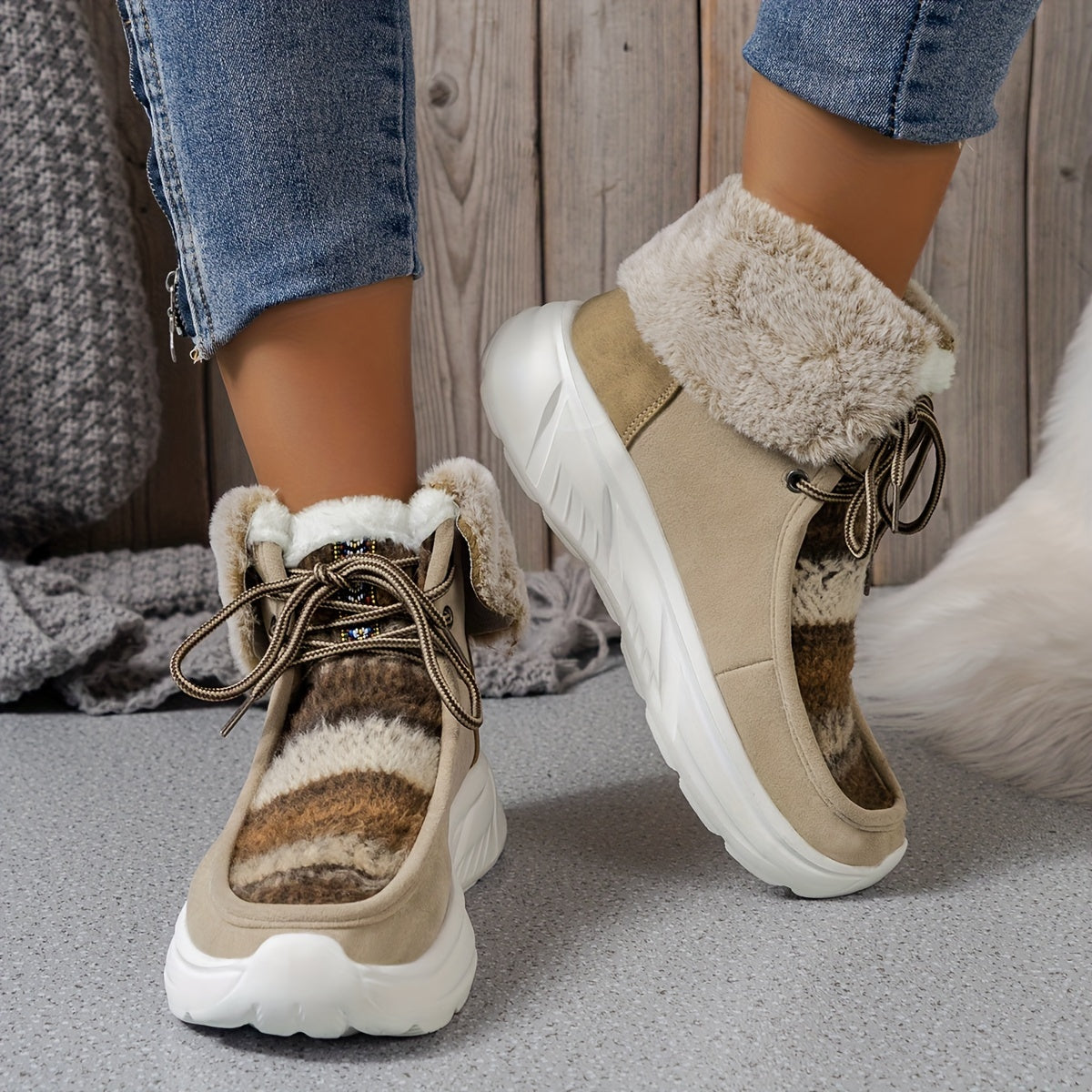 Non slip Chunky Snow Boots Wear Resistant Warm Boots Women's Footwear