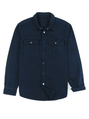 Men's Long Sleeve Button Denim Jacket Casual Navy Cotton Jeans