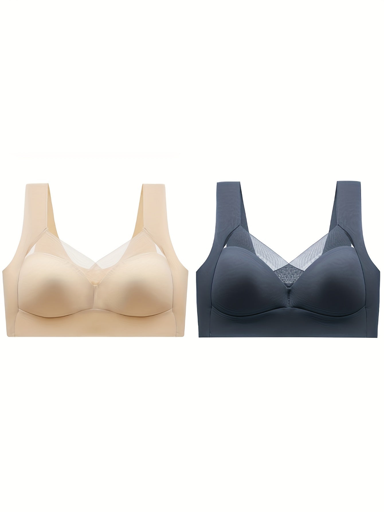 2pcs Mesh Wireless Push Up Intimates Bras Women's Lingerie
