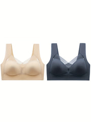 2pcs Mesh Wireless Push Up Intimates Bras Women's Lingerie