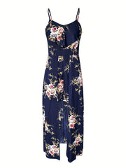 Boho Floral Spaghetti Jumpsuit With Overskirts