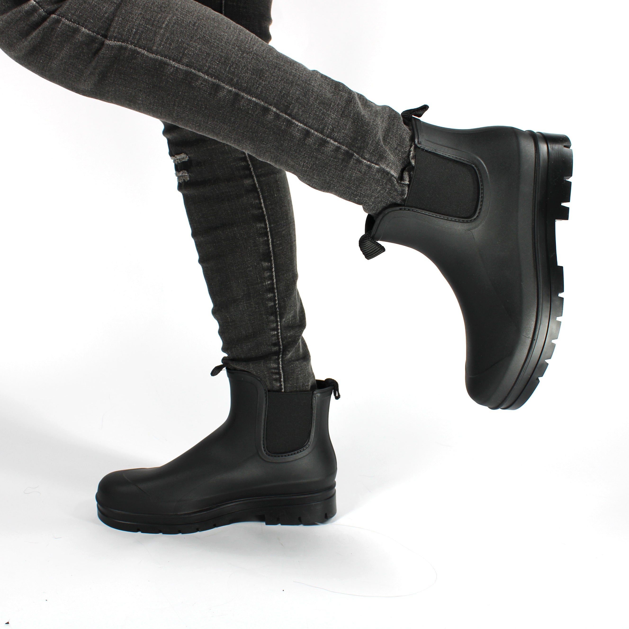 Women's Platform Chelsea Rain Boots Waterproof Outdoor Shoes