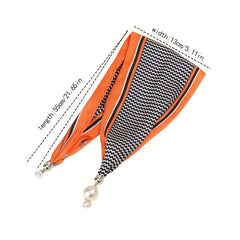 Orange Print Scarf Silk Neck Scarf Necklace