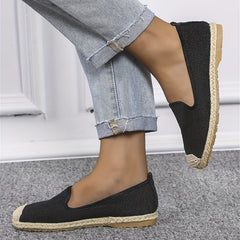 Women's Espadrille Flat Shoes Breathable Soft Sole Slip On Canvas Shoes