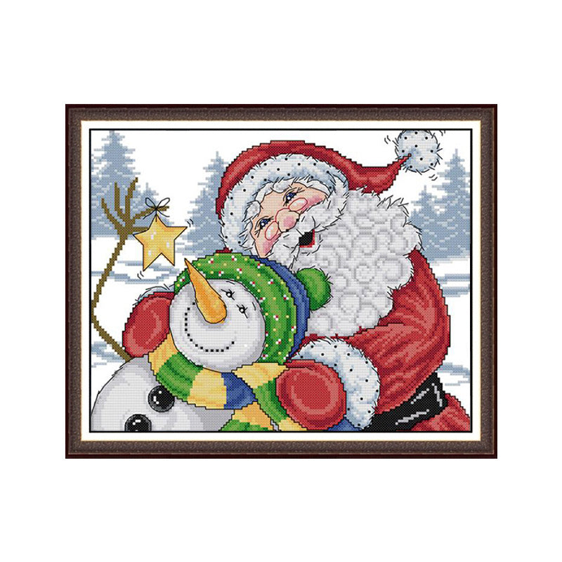 Christmas Snowman Santa Claus Cross Stitch DIY Kit