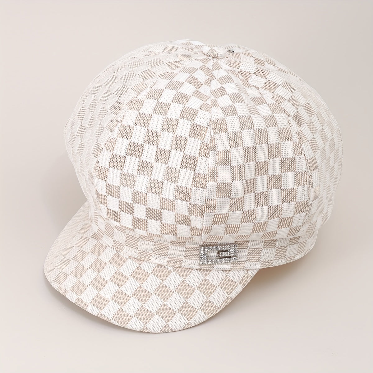 Plaid Beret Mesh Breathable Painter's Cap British Style Women Newsboy Hat