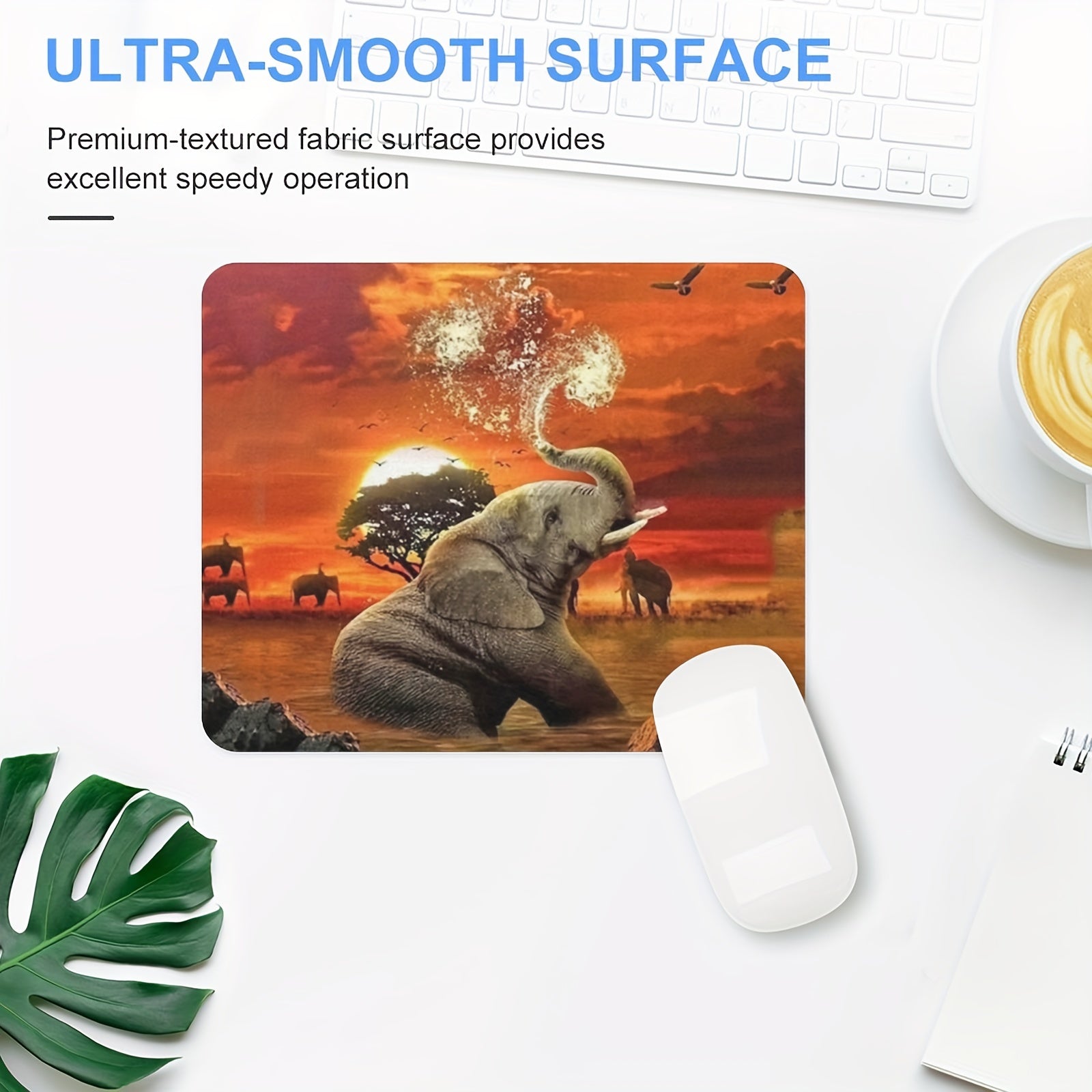 Cute Elephant Gaming Mouse Pad for Women, Non-Slip Rubber Mat