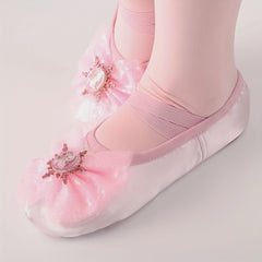 Pink Princess Dance Shoes with Bowknot Soft Sole Sneakers for Kids