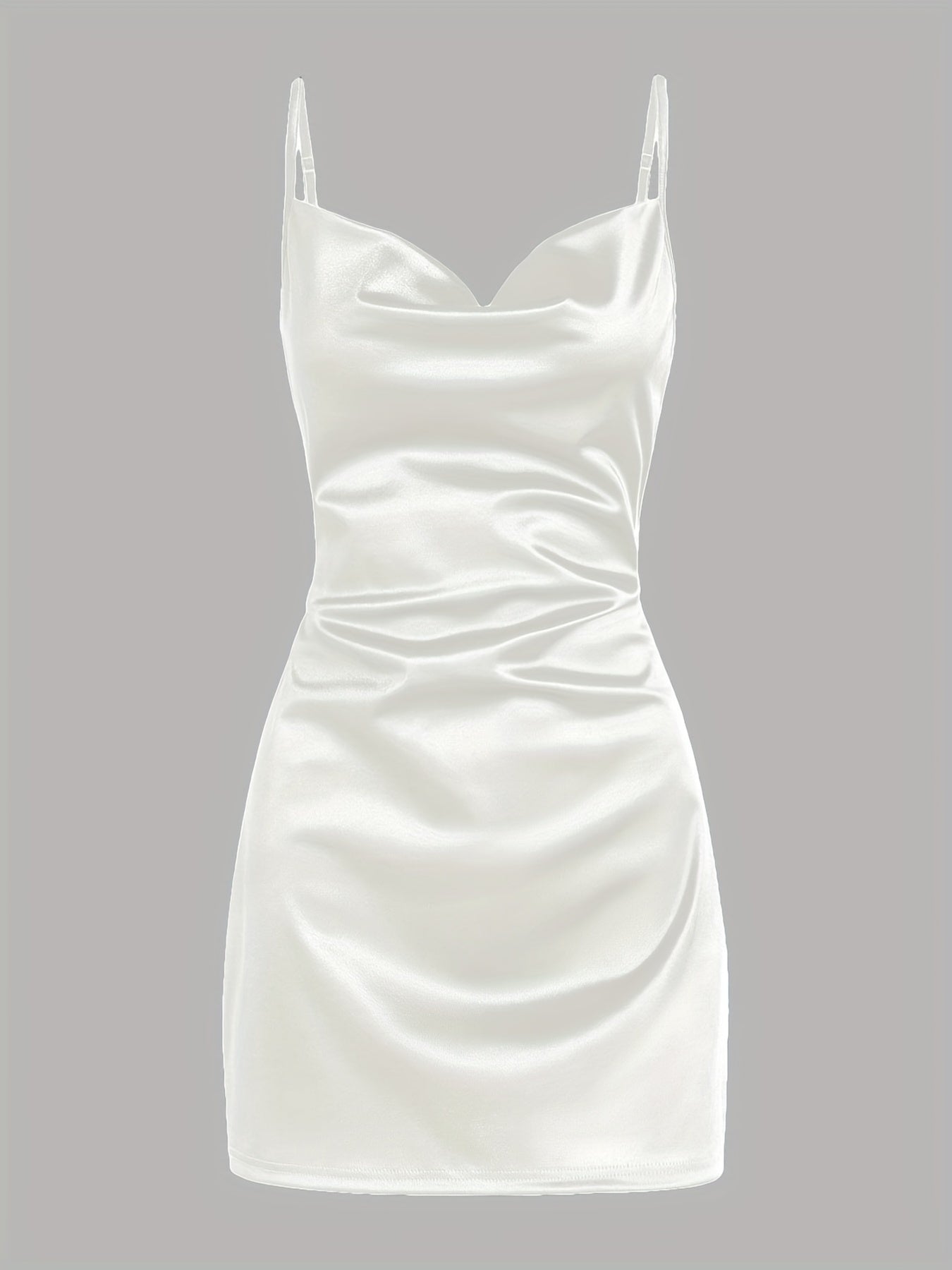 Solid Cowl Neck Bodycon Cami Dress