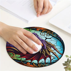 Dragon Mouse Pad Round Non Slip Rubber Mousepad Laptop Office Computer Decor