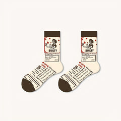 5 Pairs Funny Cartoon Print Crew Socks for Women