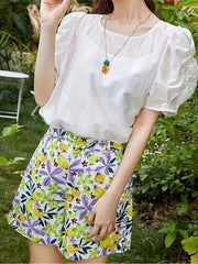 Floral Print Wide Leg Shorts for Women