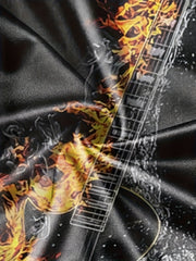 Men's Guitar Pattern Sports T shirt Casual Round Neck Tee Shirt