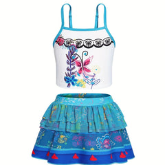 Girls Cartoon Spaghetti Strap Swim Set