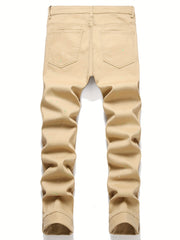 Slim Fit Patchwork Jeans High Stretch Denim Pants