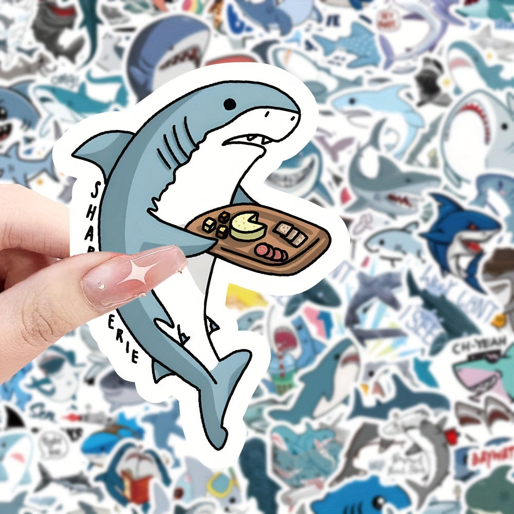 100pcs Small Shark Series Graffiti Stickers Waterproof Decorative Stickers
