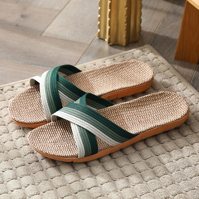 Women's Cross Strap Flat Slippers Lightweight Open Toe Non slip Slides
