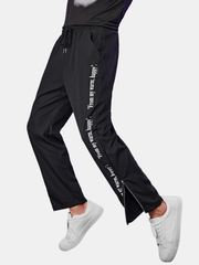 Men's Letter Pants Zipper Drawstring Pocket Casual Trousers