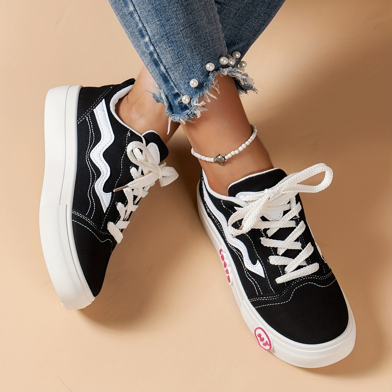 Women's Platform Canvas Sneakers Low Top Shoes