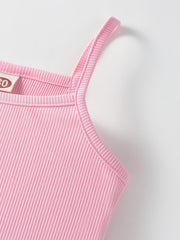 3pcs Toddler Girls Casual Suspender Cami T shirt Summer Clothes
