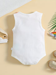 Cartoon Striped Sleeveless Cotton Onesie Clothes