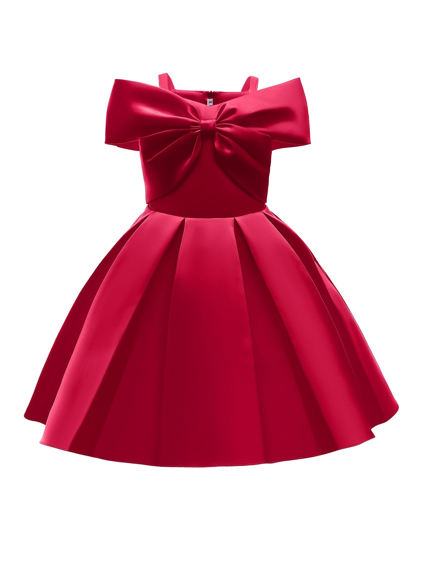 Girls Cold Shoulder Princess Pink Big Bow Decor Performance Dress