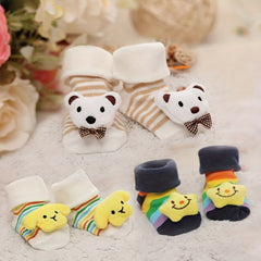 2pairs Baby Boys Cartoon Animal Casual Floor Socks First Walking Shoes