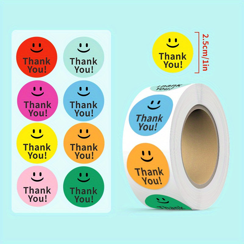 500pcs Happy Face Thank You Stickers for Wedding Gift Deco