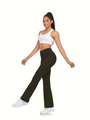 Seamless Yoga Flared Leggings High Waist Cross Waist Bootcut Pants