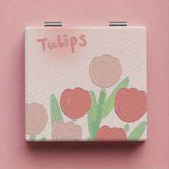 Tulip Pattern Foldable Makeup Mirror - Ideal Gift For Her