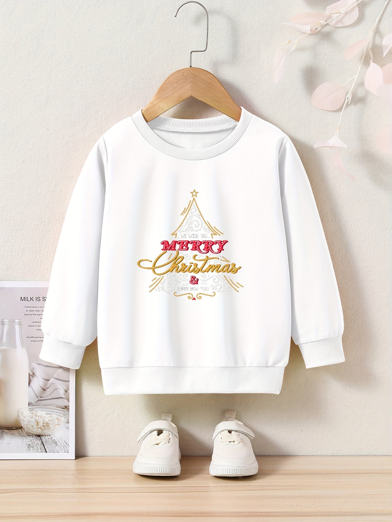 Cartoon Christmas Tree Pattern Sweatshirt for Girls