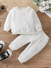 Newborn Baby Girls Letter Sweatshirt & Sweatpants Set For Autumn And Spring