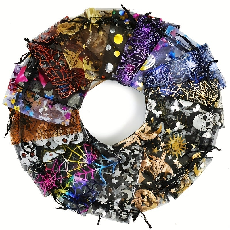 10pcs Halloween Organza Gift Bags Random Mix Pouch
