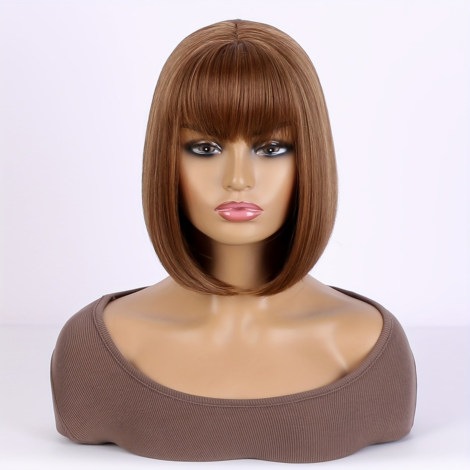 Short Straight Bob Wig With Bangs Synthetic Wig 12inch Cosplay Wigs