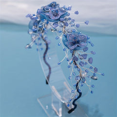 Girl's Vintage Flower Headband with Crystal Beads