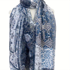 Hot Stamping Scarf Boho Flower Print Headwrap Casual Shawl Women