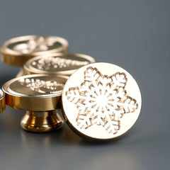1pc Snowflake Pattern Seal Set Wood Handle Brass Seal Head Scrapbook DIY