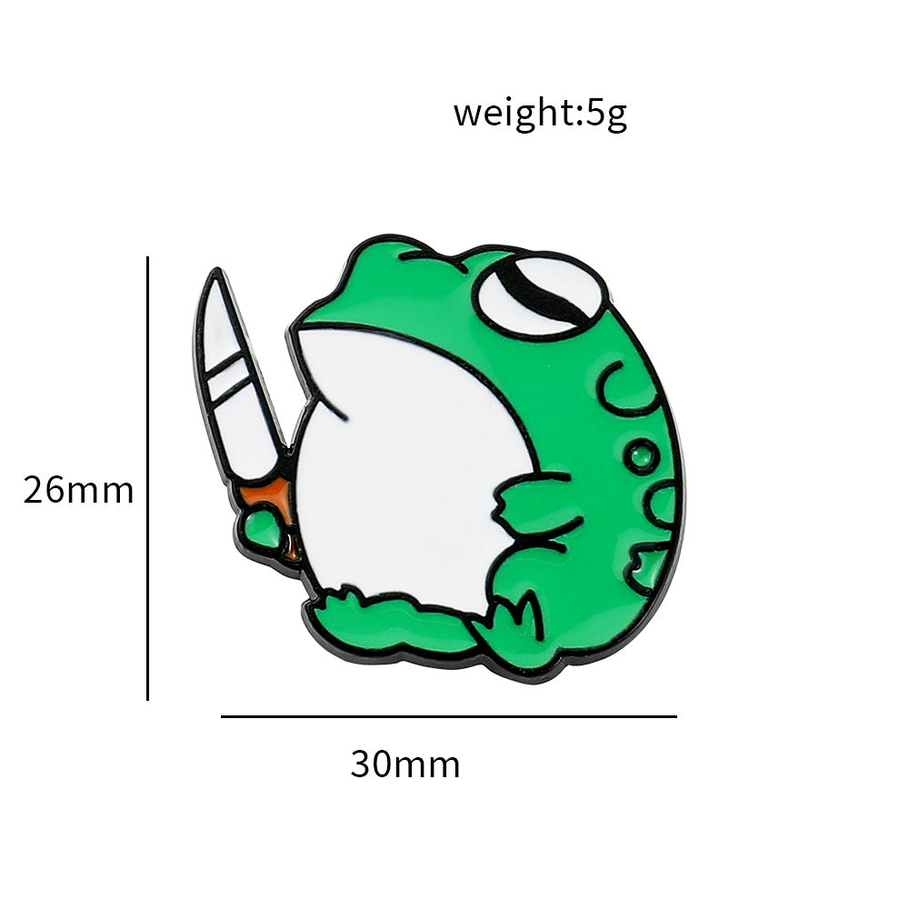 Cute Frog Metal Oil Drip Brooch for Kids