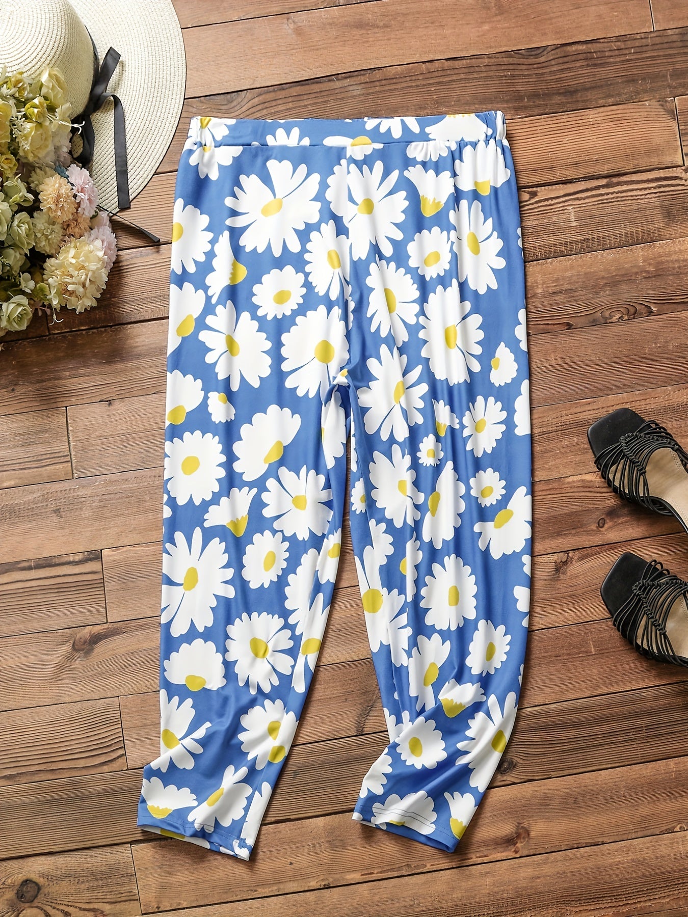 Women's Plus Ditsy Floral Print Stretch Pants