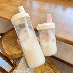 Convenient 17oz Milk Tea Cup with Straw, Plastic Beverage Juice Water Cup