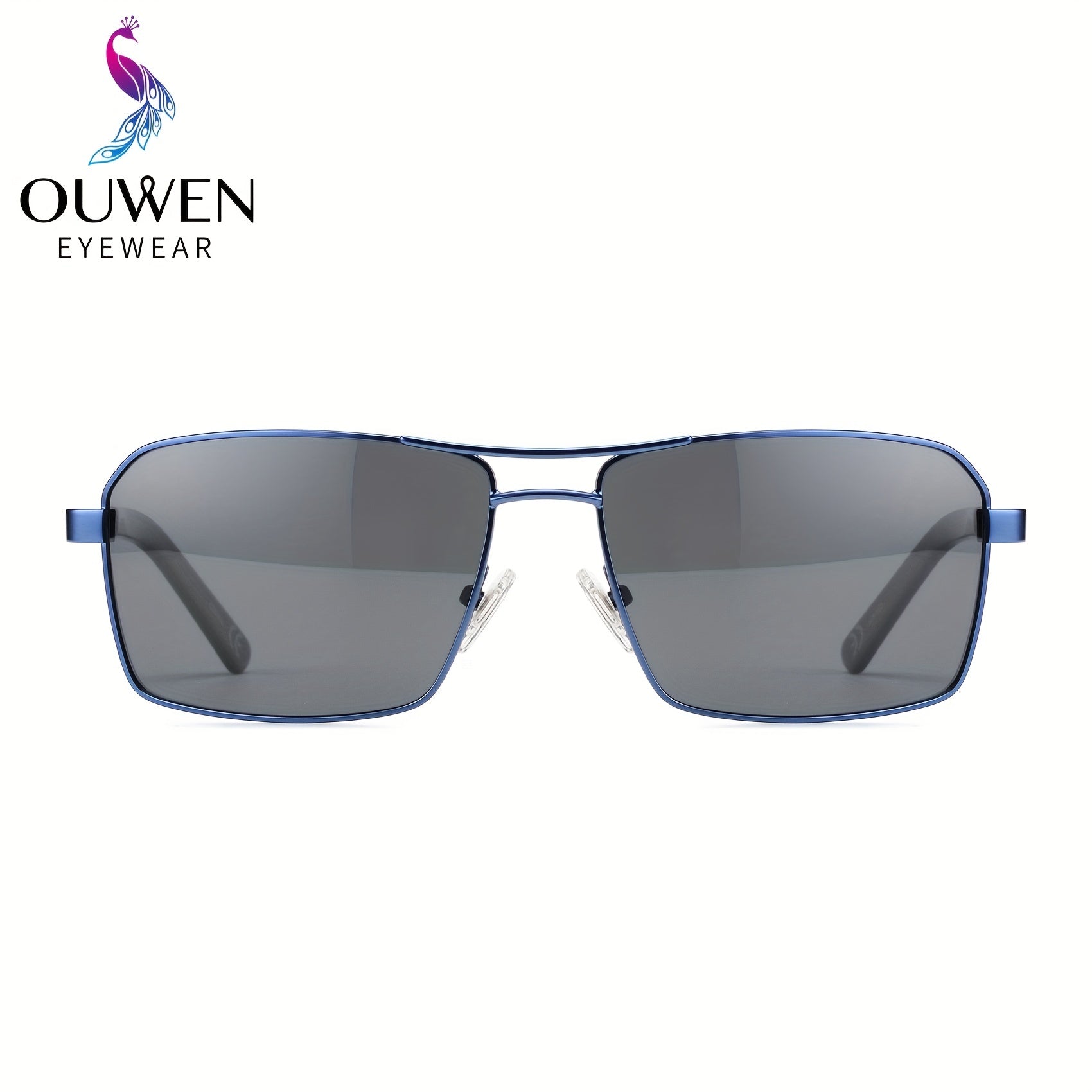 OUWEN Vintage Rectangular Frame Polarized Aviator Sunglasses For Men