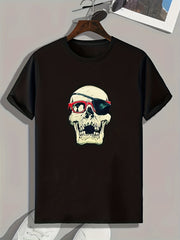 Skull Print Men's Graphic T Shirt for Summer