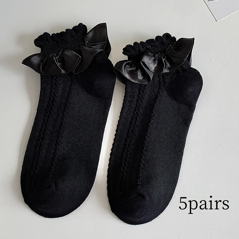 5 Pairs Ruffle Short Socks Sweet All-Match Women's Stockings Hosiery