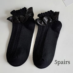 5 Pairs Ruffle Short Socks Sweet All-Match Women's Stockings Hosiery