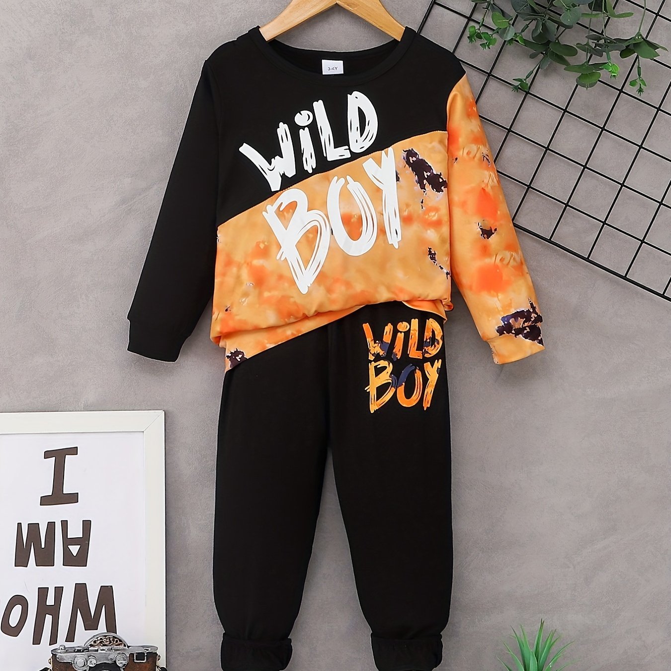 Toddler Boy's Tie Dye Sweatshirt & Sweatpants Set WILD BOY Print
