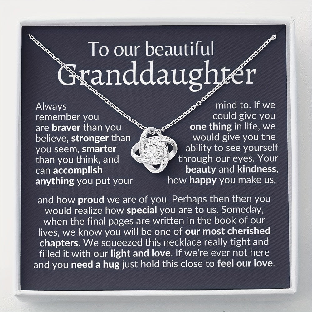 Granddaughter Zircon Flower Pendant Necklace Graduation Christmas Gift