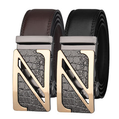High end Letter Style Auto Buckle Men's Leather Belt
