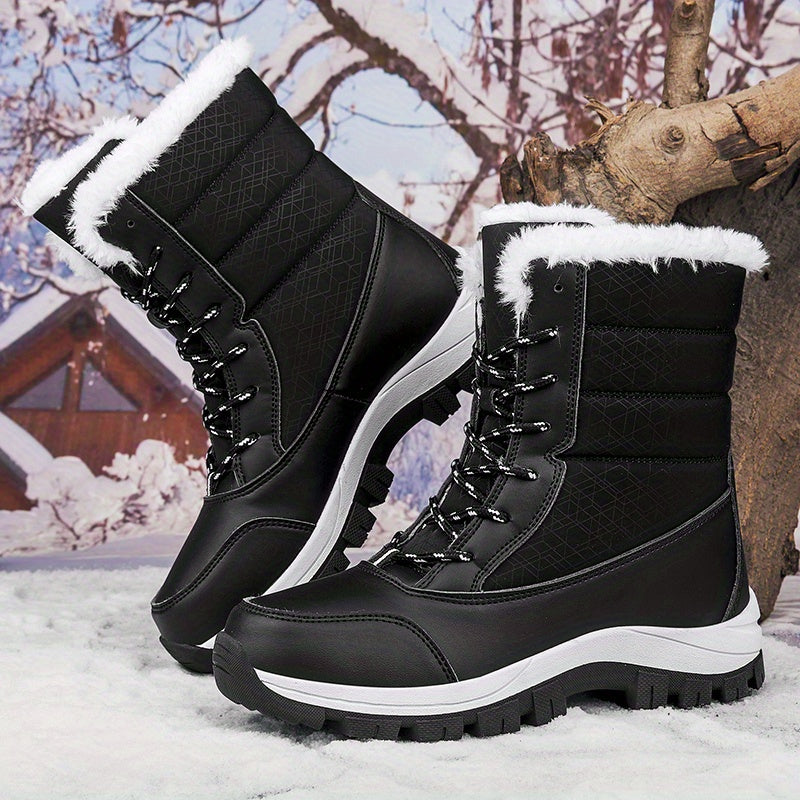 Women's Snow Boots Lace Up Platform Comfortable Walking Shoes