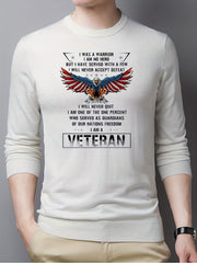 VETERAN & Eagle Pattern Sweater Men's Casual Warm Pullover For Fall Winter