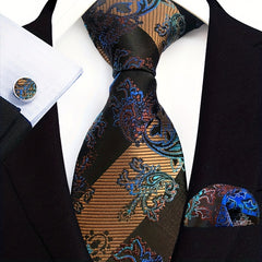 Men's Tie Pocket Square Cufflinks Business Tie Set